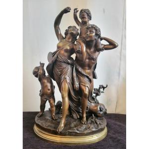 Sculpture  Bronze Faunes  Signée Clodion époque  XIXe  Siècle 
