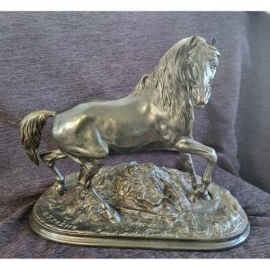 Brown Patinated Bronze Horse Sg Pj Leads H32cm XX E