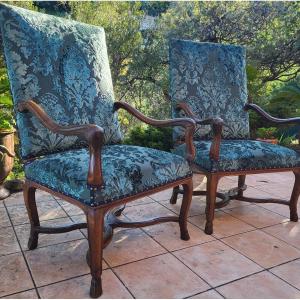 Pair Of Large Armchairs From The Regency Period Early 18th Century 