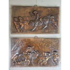 Paire De Sculptures Ronde Bosse Bronze Clodion époque XIXe 