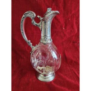 Aiguiere  En Cristal Et Argent Minerve  époque XIXe 