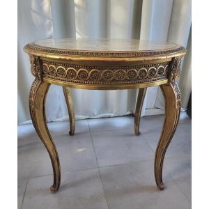 Gilded Wood Table With Marble Top, Napoleon III Period, 19th Century 