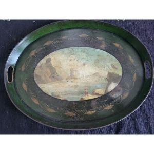 Large Painted Tole Tray Marinedlg Vernet Period Early 19th Century 