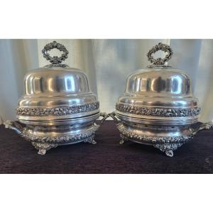 Pair Of Silver Plated Bell-shaped Warmers Mo Veyratc.1820rar