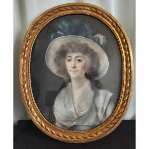 Portrait Of Madame De M. Pastel 18th Century 