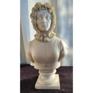 White Marble Bust Of A Lady Of Quality Signed T.ambuchi And Dated 1837 H 44cm