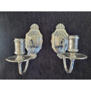 Pair Of 19th Century Regency Silver-plated Bronze Trumeau Sconces 