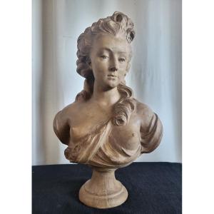 Large Terracotta Bust Of A Young Woman By Sg Caffieri