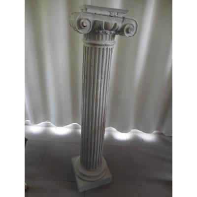 Bolster Column Rudentée Lacquered Wood Louis XVI Ht 124cm