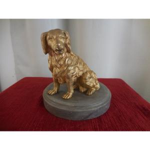 Gilt Bronze Sculpture Representing A Spaniel Watch Holder Nineteenth Time