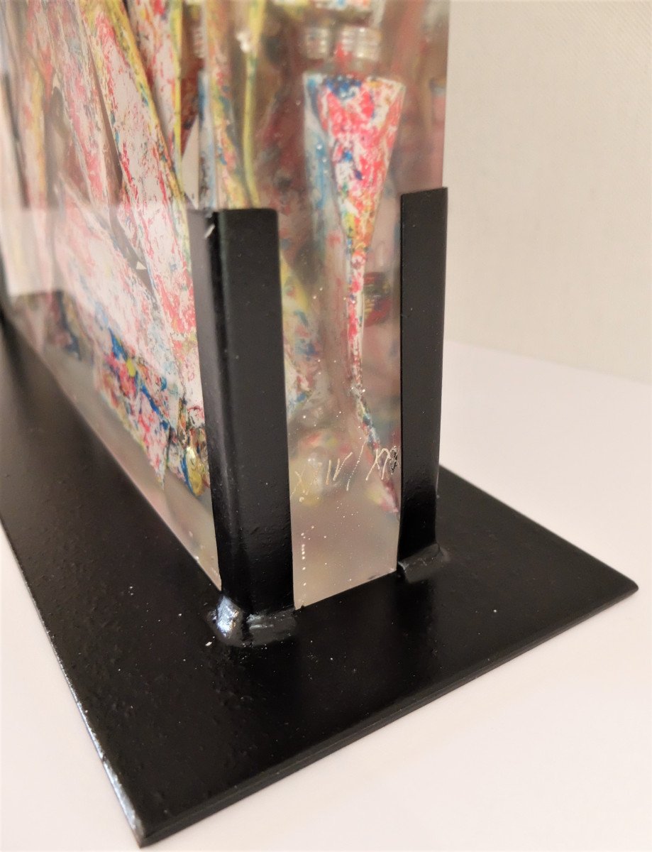 Arman, Stele Of Paint Tubes In Resin.-photo-3