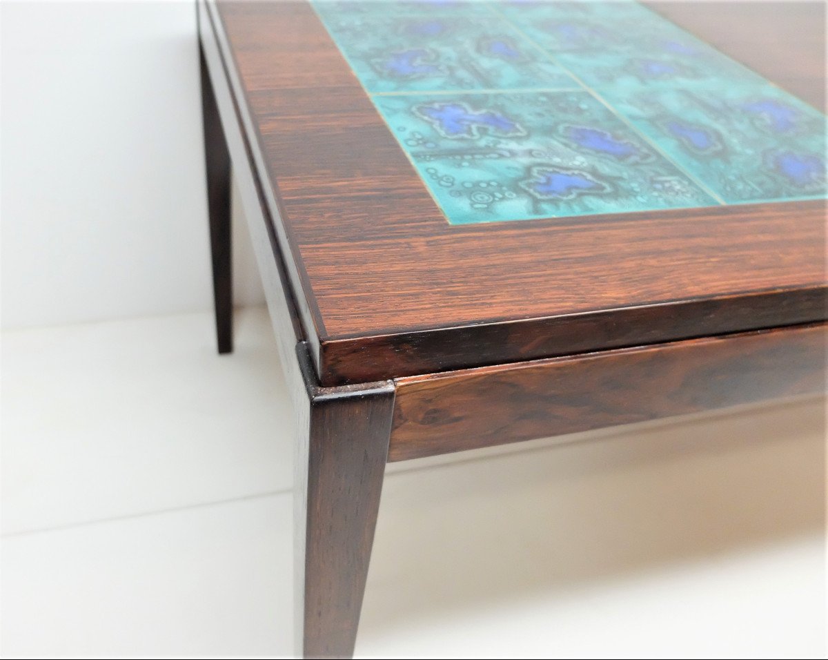 Scandinavian Coffee Table 1960, In Rosewood And Ceramic Tiles-photo-1