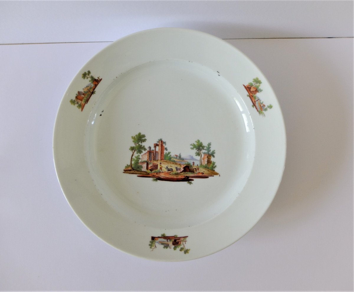 Niderviller 18ème Siècle, Plat En Porcelaine Décors De Paysages-photo-4