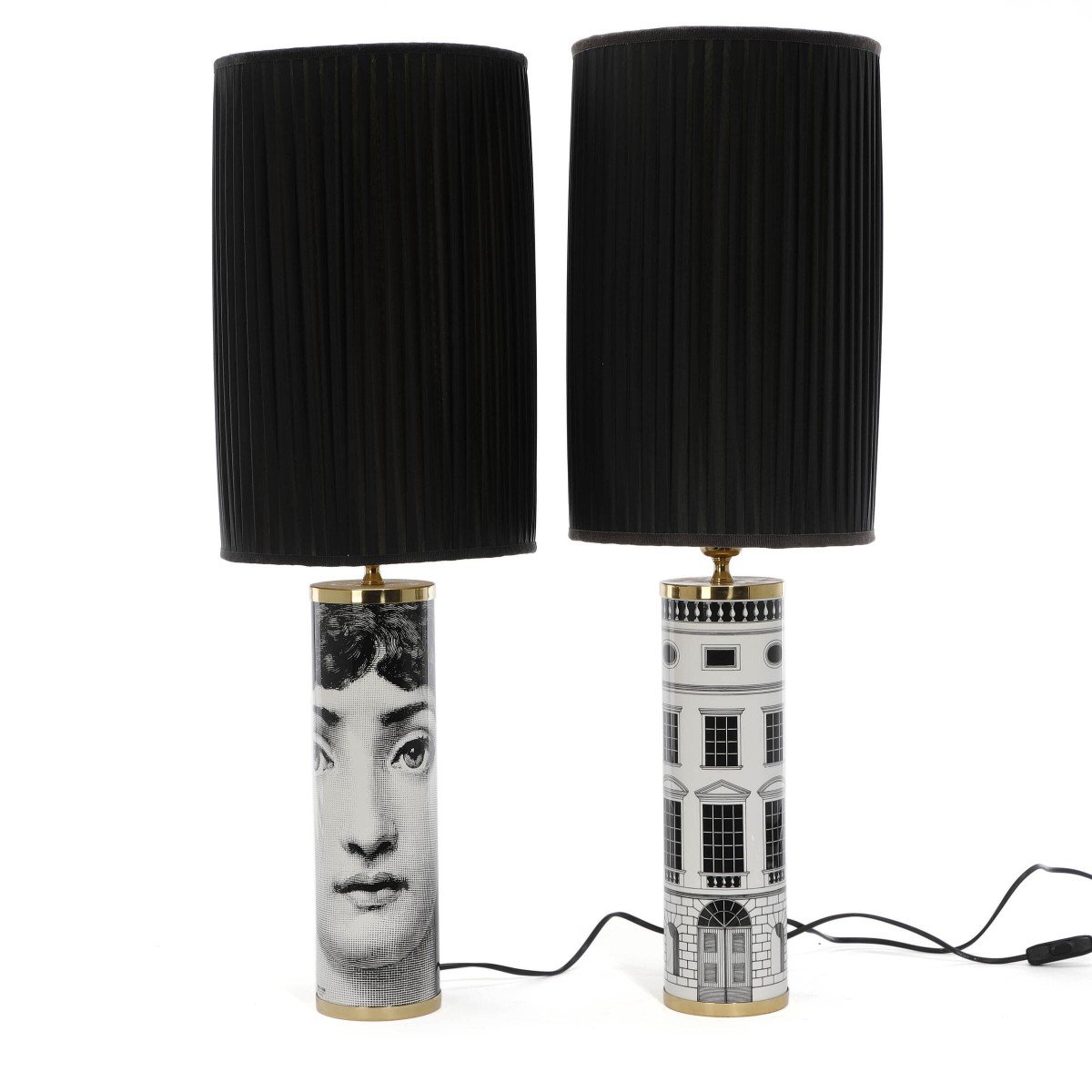 Piero Fornasetti, Two Lamps Model Architecture And Viso