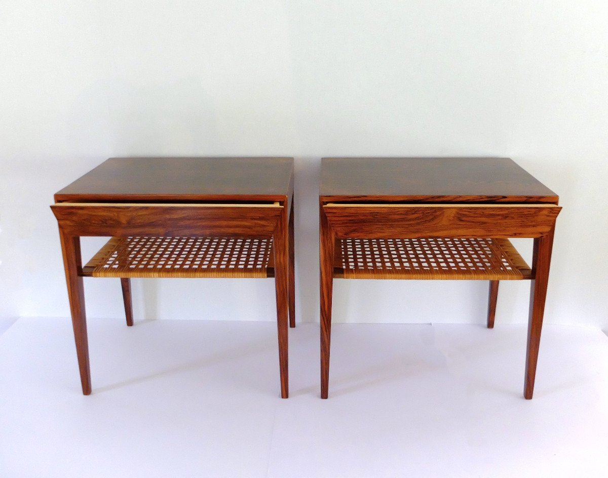 Severin Hansen, Pair Of Rosewood Bedside Tables Circa 1955-photo-4