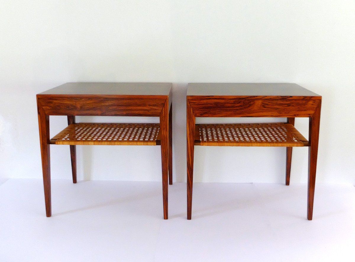 Severin Hansen, Pair Of Rosewood Bedside Tables Circa 1955