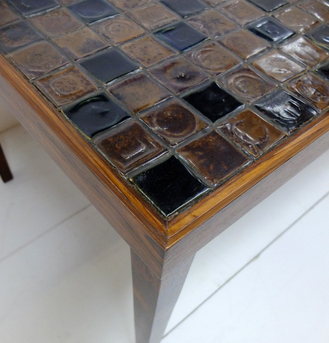 Scandinavian Coffee Table In Rosewood And Ceramic, 1960-photo-2