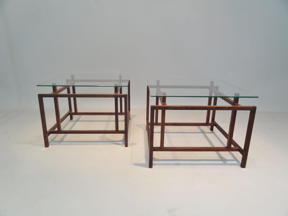 Pair Of Tables Rosewood In 1960 Denmark, Signed