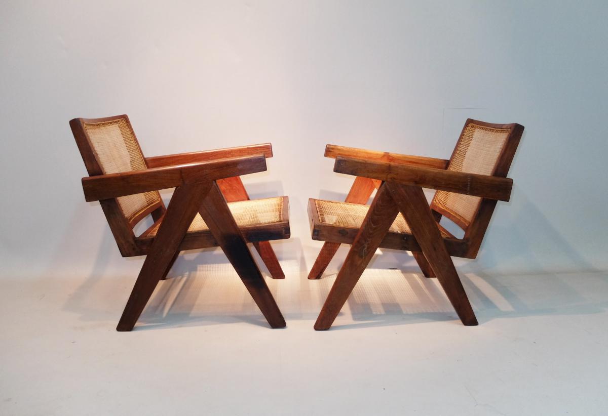 Pair Of Armchairs "easy Armchair", Pierre Jeanneret 1955-photo-1