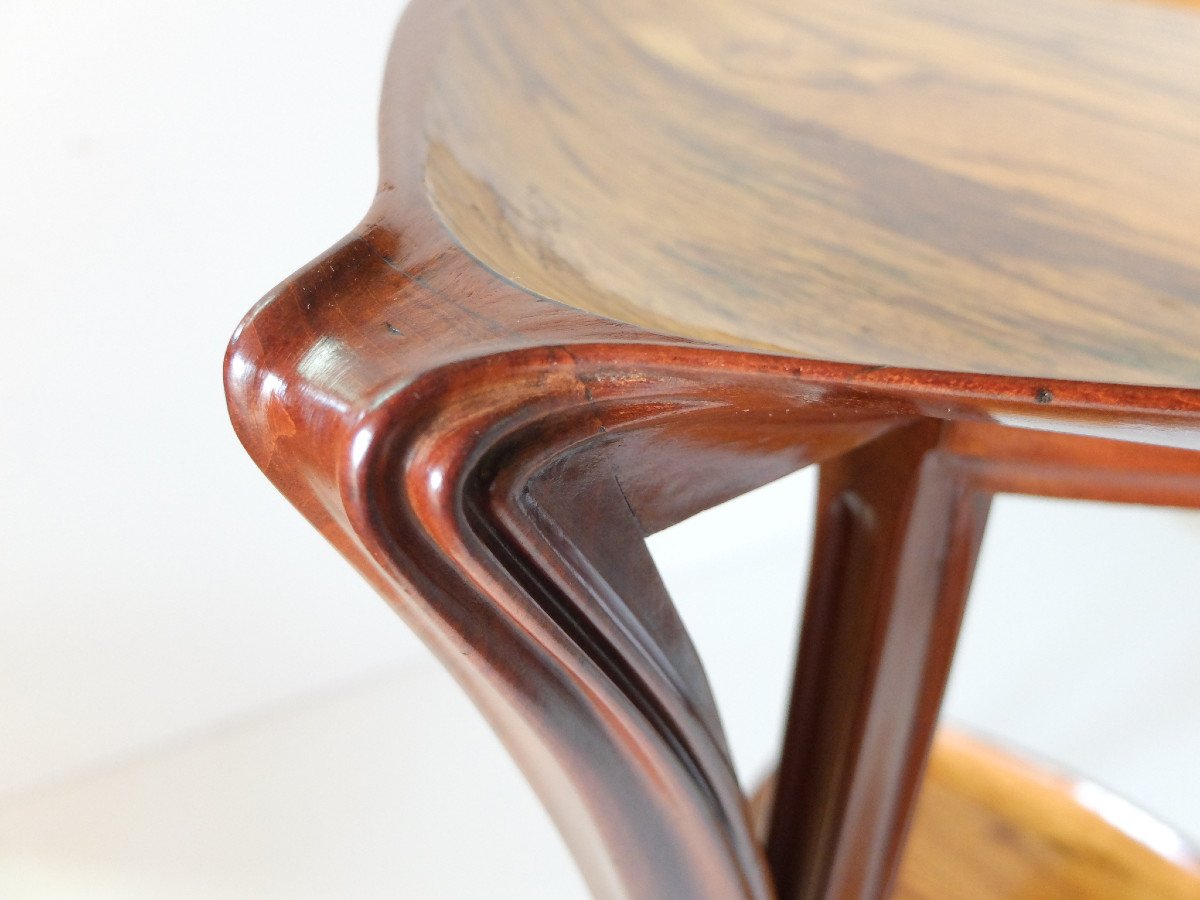 Louis Majorelle Tripod Pedestal Table In Snake Wood And Mahogany, Circa 1900-photo-2