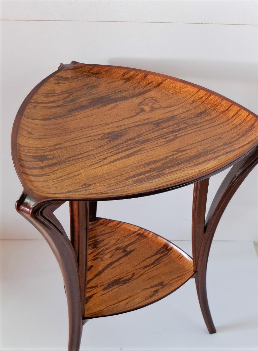 Louis Majorelle Tripod Pedestal Table In Snake Wood And Mahogany, Circa 1900-photo-7