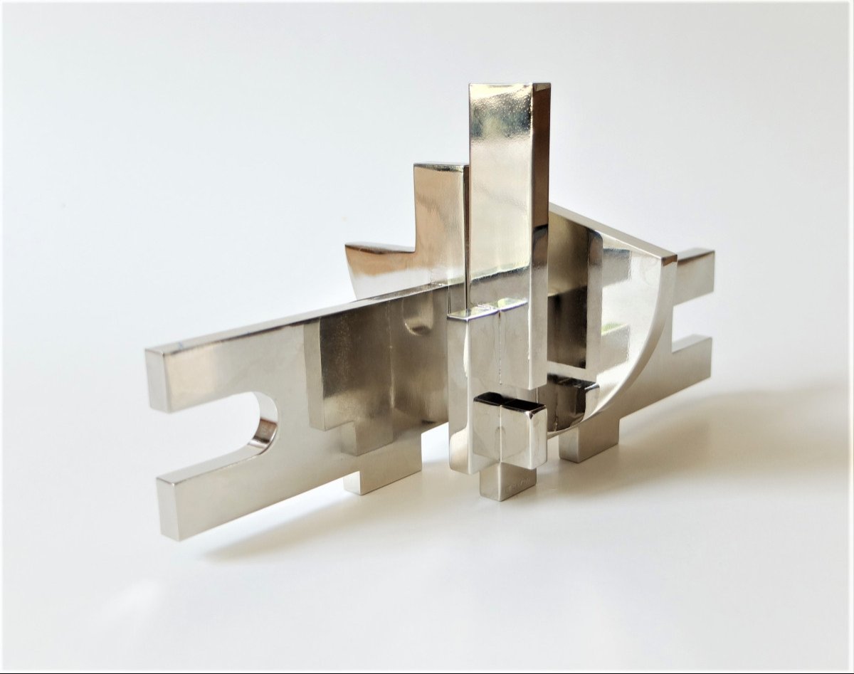 Marino Di Teana 1920-2012, Chromed Brass Sculpture, -photo-4