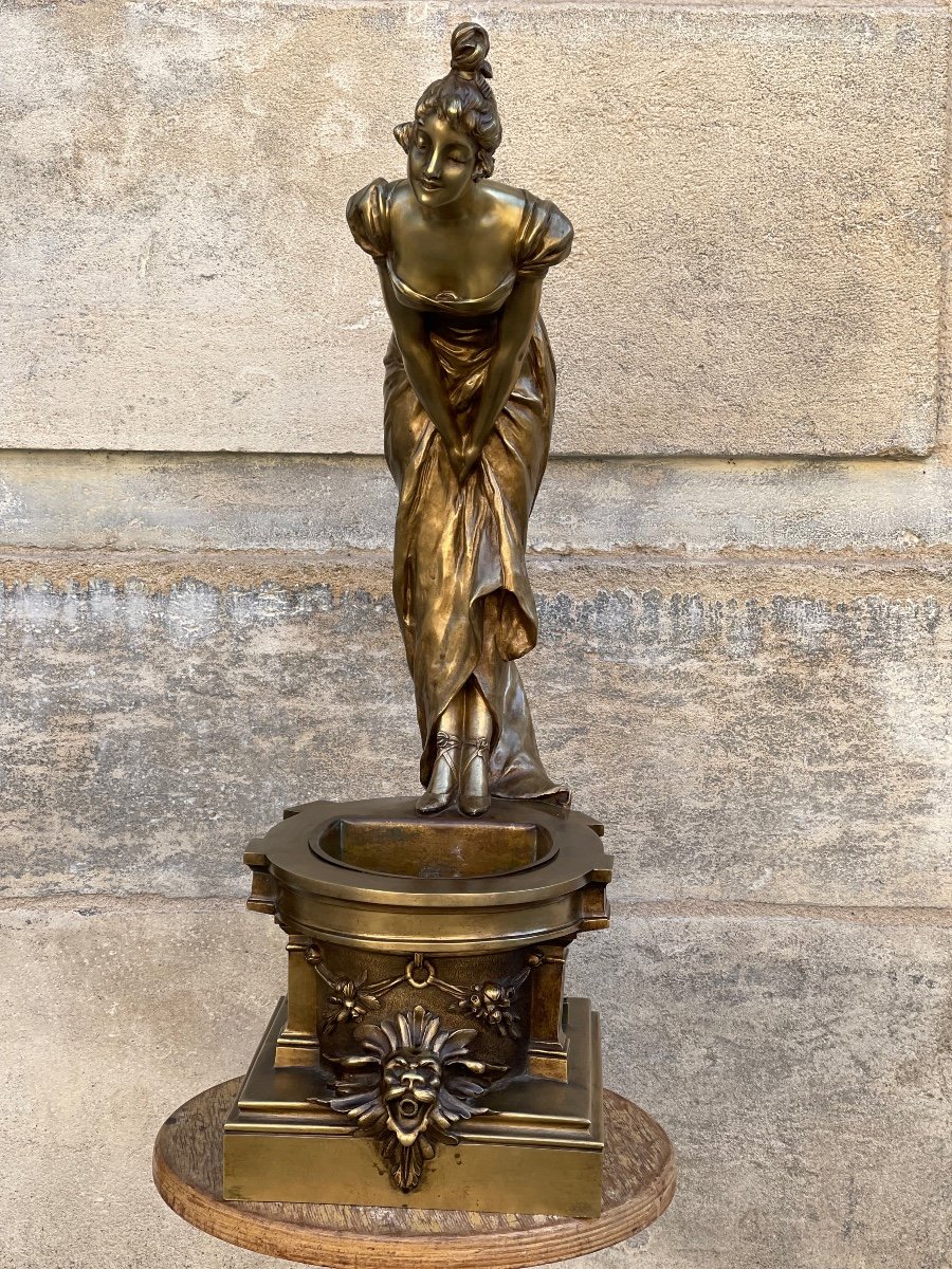 Sculpture En Bronze "Elégante Aux Fleurs"de Van Der Straten-photo-1