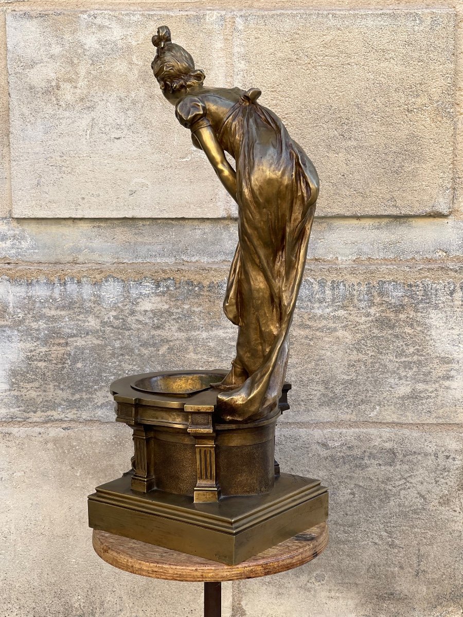 Sculpture En Bronze "Elégante Aux Fleurs"de Van Der Straten-photo-2