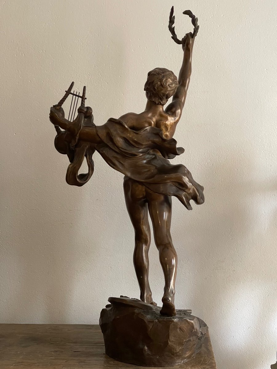 Grande Sculpture En Bronze De Paul Ponsard "Chant De Victoire"-photo-4