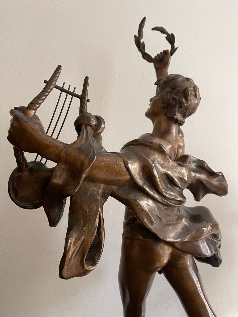 Grande Sculpture En Bronze De Paul Ponsard "Chant De Victoire"-photo-3