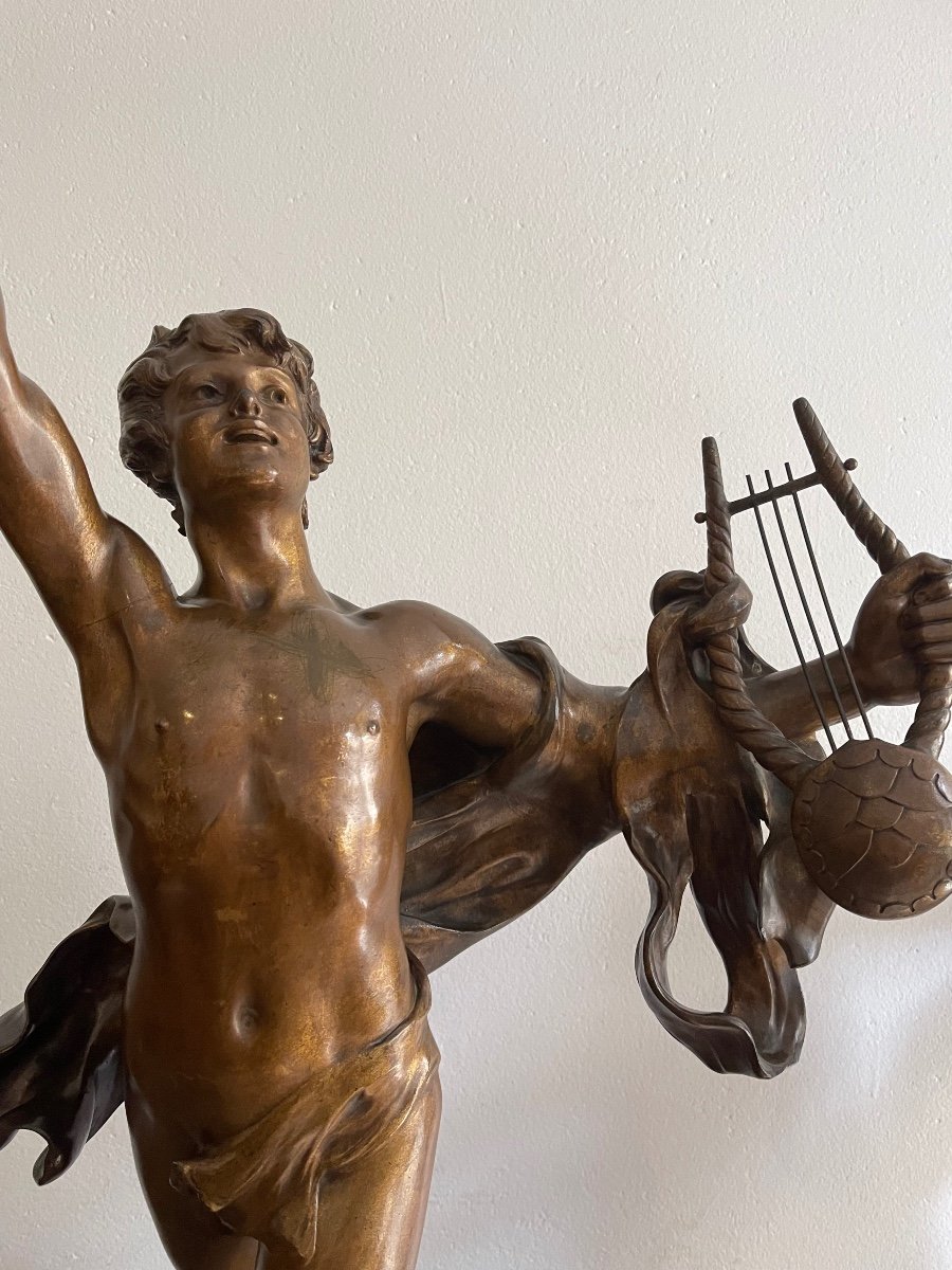 Grande Sculpture En Bronze De Paul Ponsard "Chant De Victoire"-photo-5