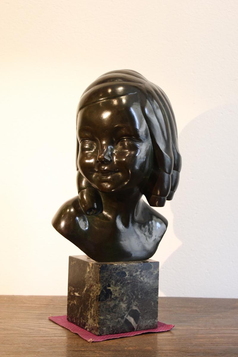  Buste de fillette en bronze-photo-2