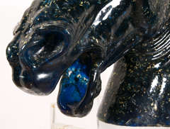 Beautiful Horse Head In Resin Grandeur Nature Fractal Blue-photo-2