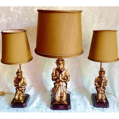  Lampes "bouddha" Ceramique Celadon 