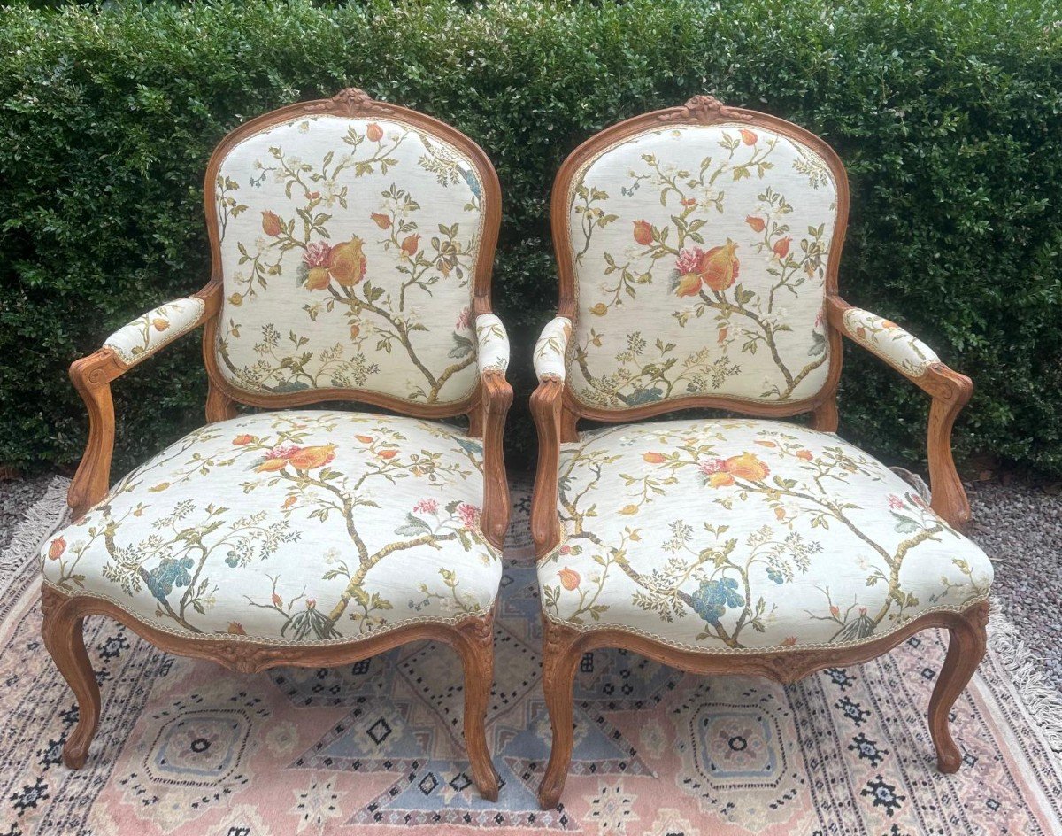 Pair Of Louis XV Armchairs With Back To The Queen