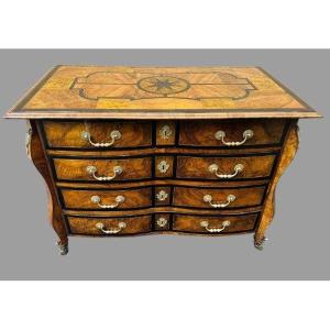 Mazarine Chest Of Drawers Early 18th Century In Olive Wood And Ebony 