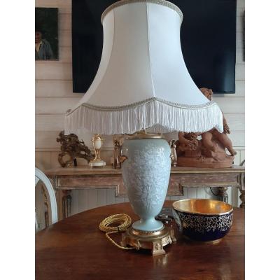 Celadon Porcelain Lamp And Golden Bronze
