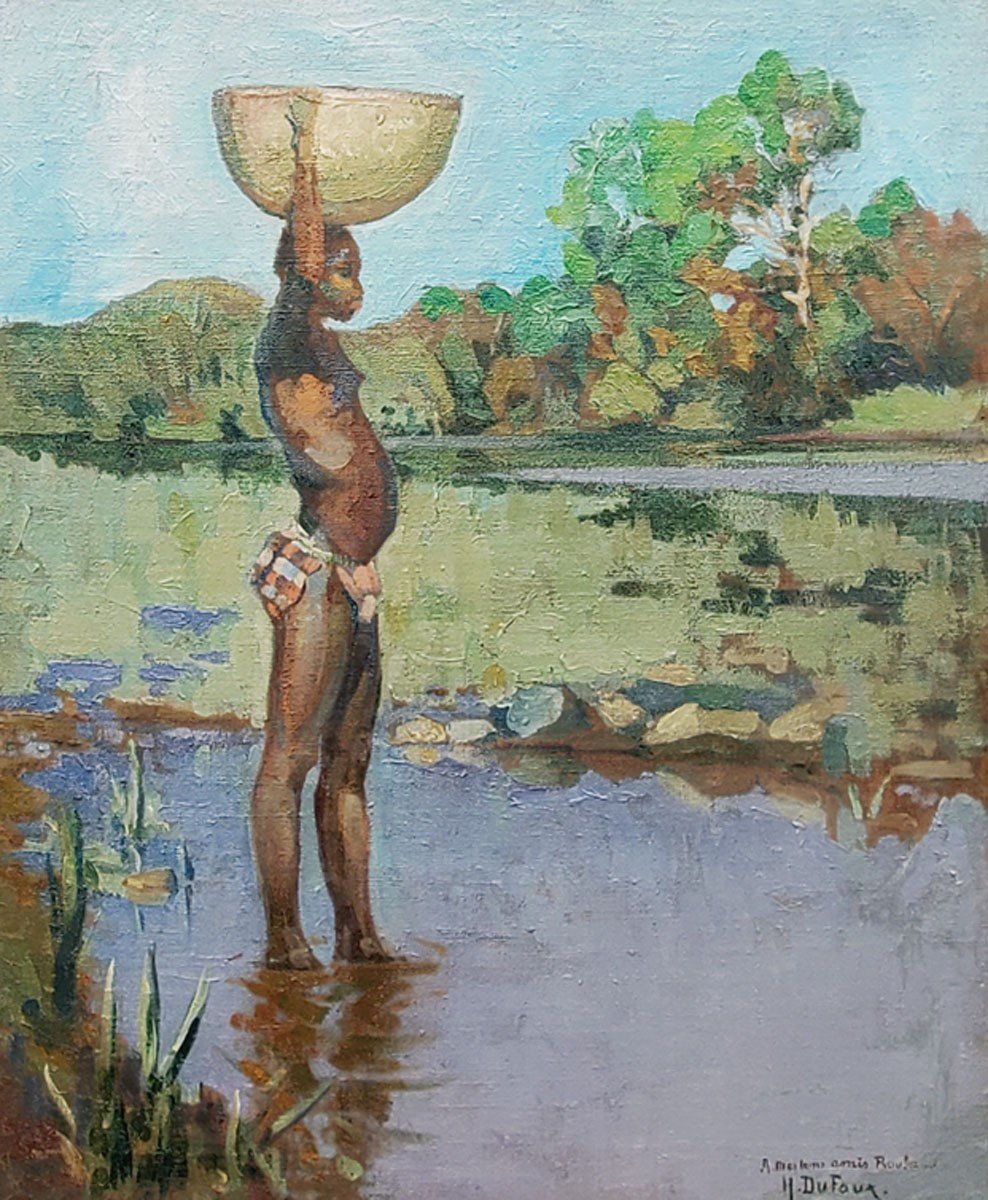 Oil On Canvas, Young African By Henri Dufaux-photo-2