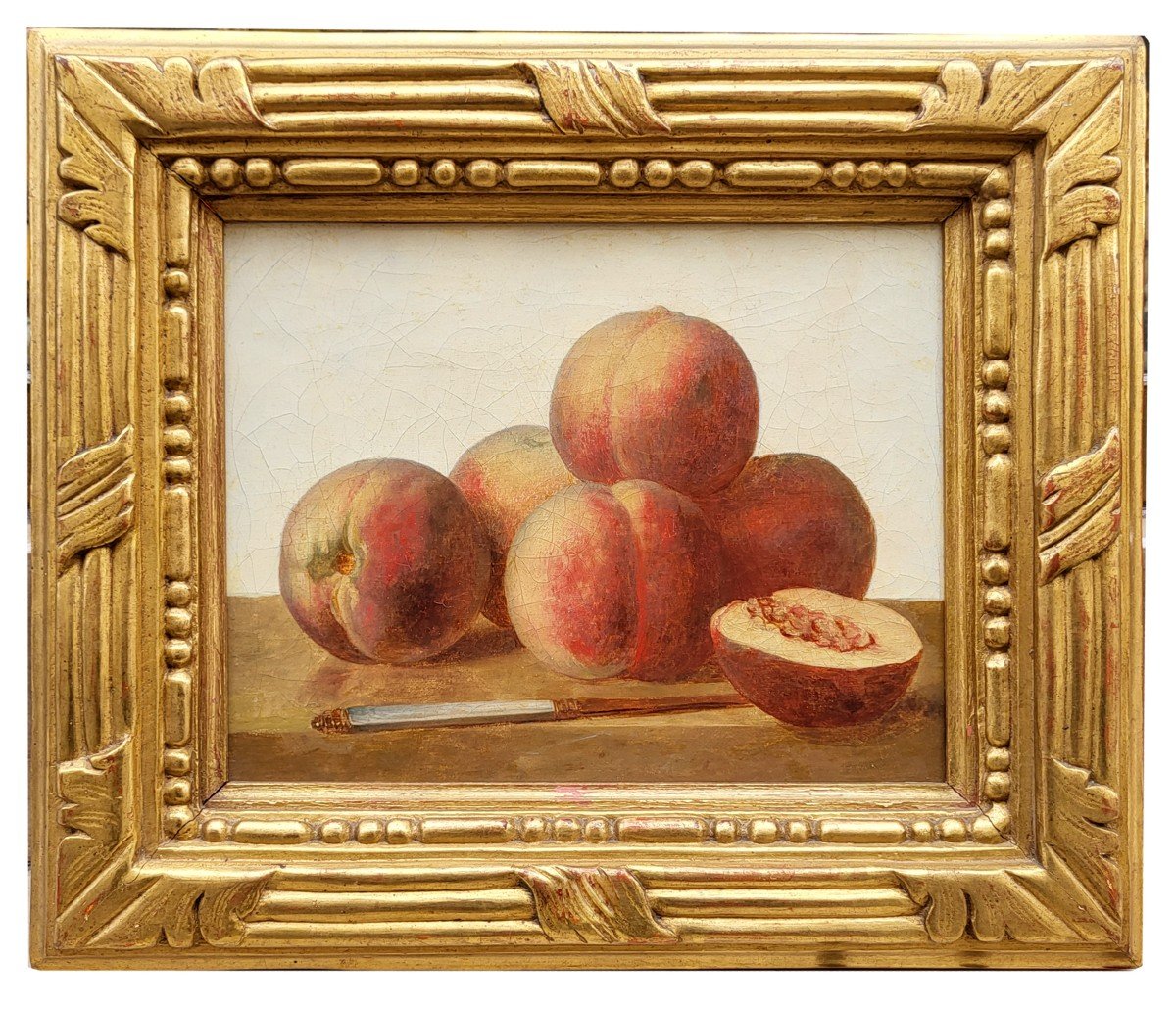 Oil On Canvas, Still Life With Peaches, Circa 1800