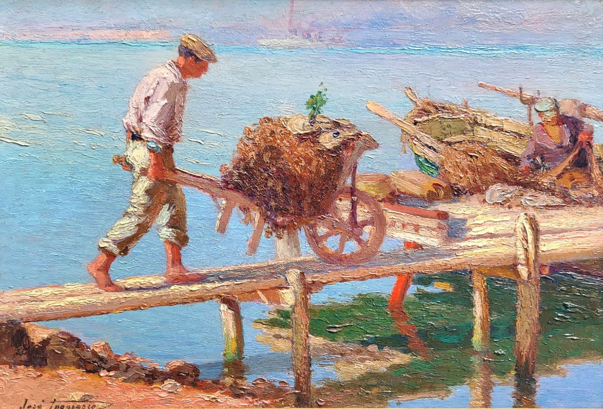 An Oil On Panel, Fisherman By José Taggiasco-photo-2