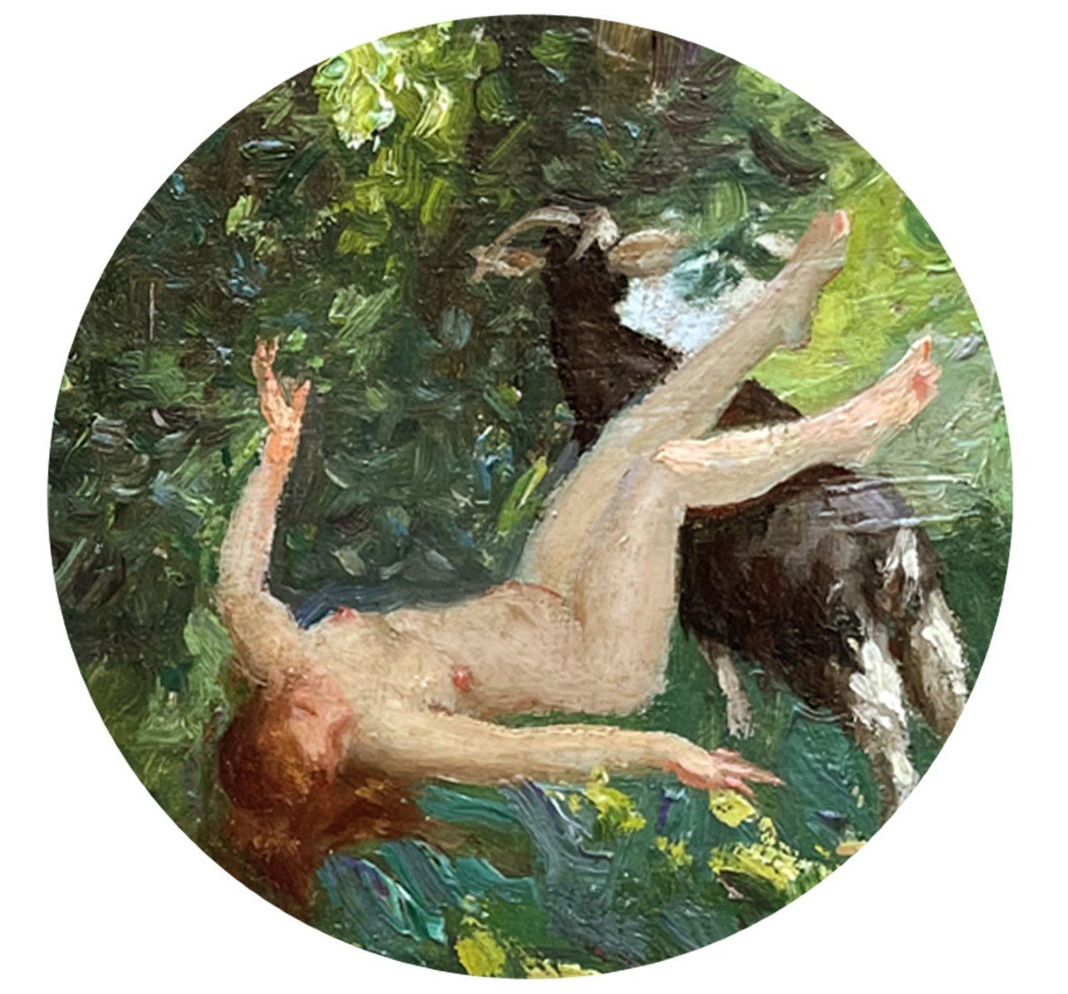 Huile Sur Carton, Baigneuse Dans La Nature Par André Pierre Lupiac-photo-3