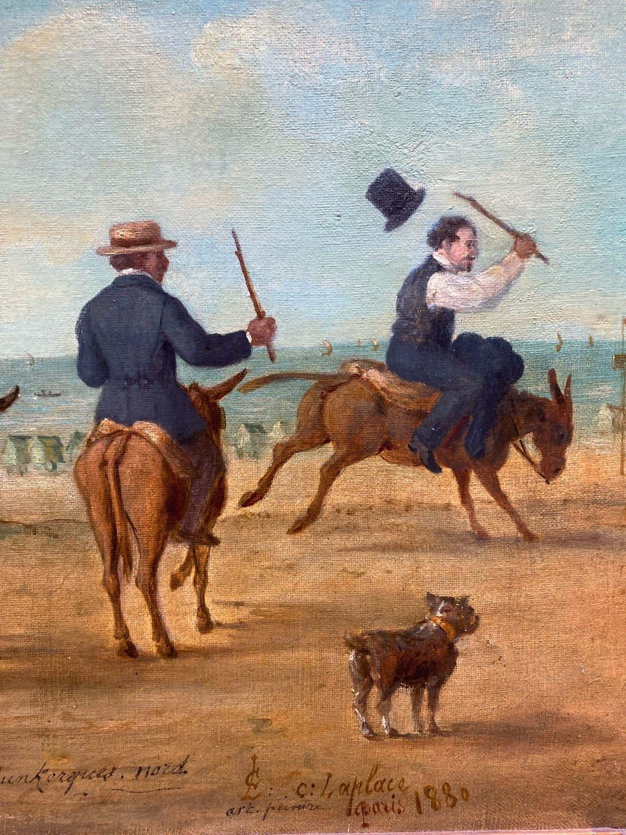 Oil On Canvas, The Donkey Ride Dated 1880-photo-3