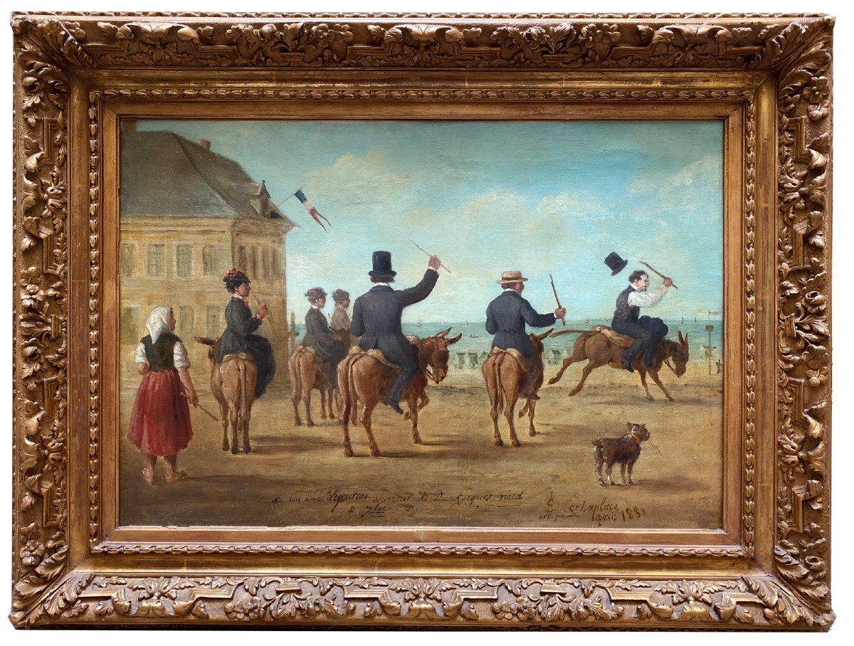 Oil On Canvas, The Donkey Ride Dated 1880