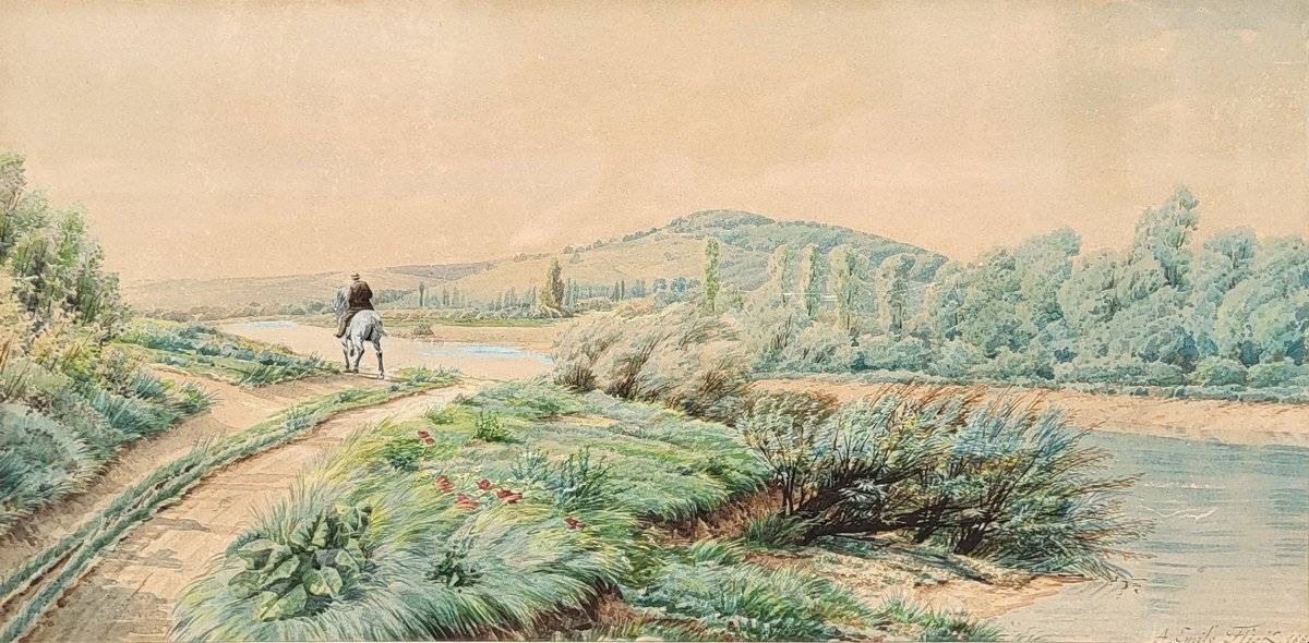 Paire d'Aquarelles , Parc Et Paysage Apr Emile Flick -photo-1