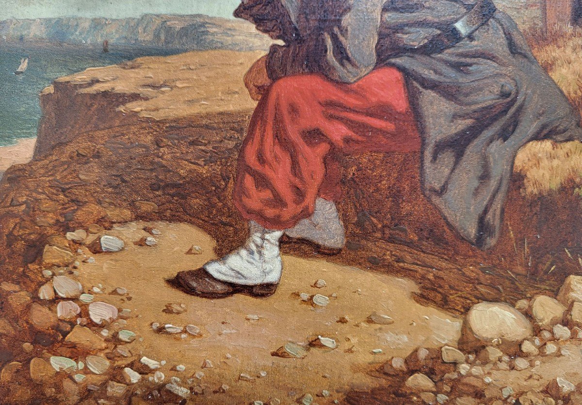 Oil On Wood, Soldier "piou Piou" Looking At The Sea By Augustine Philippon-photo-1