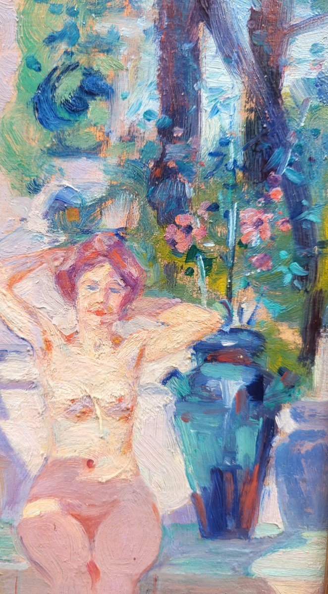 An Oil On Canvas, Women Bathing By Jean Louis Aste-photo-4