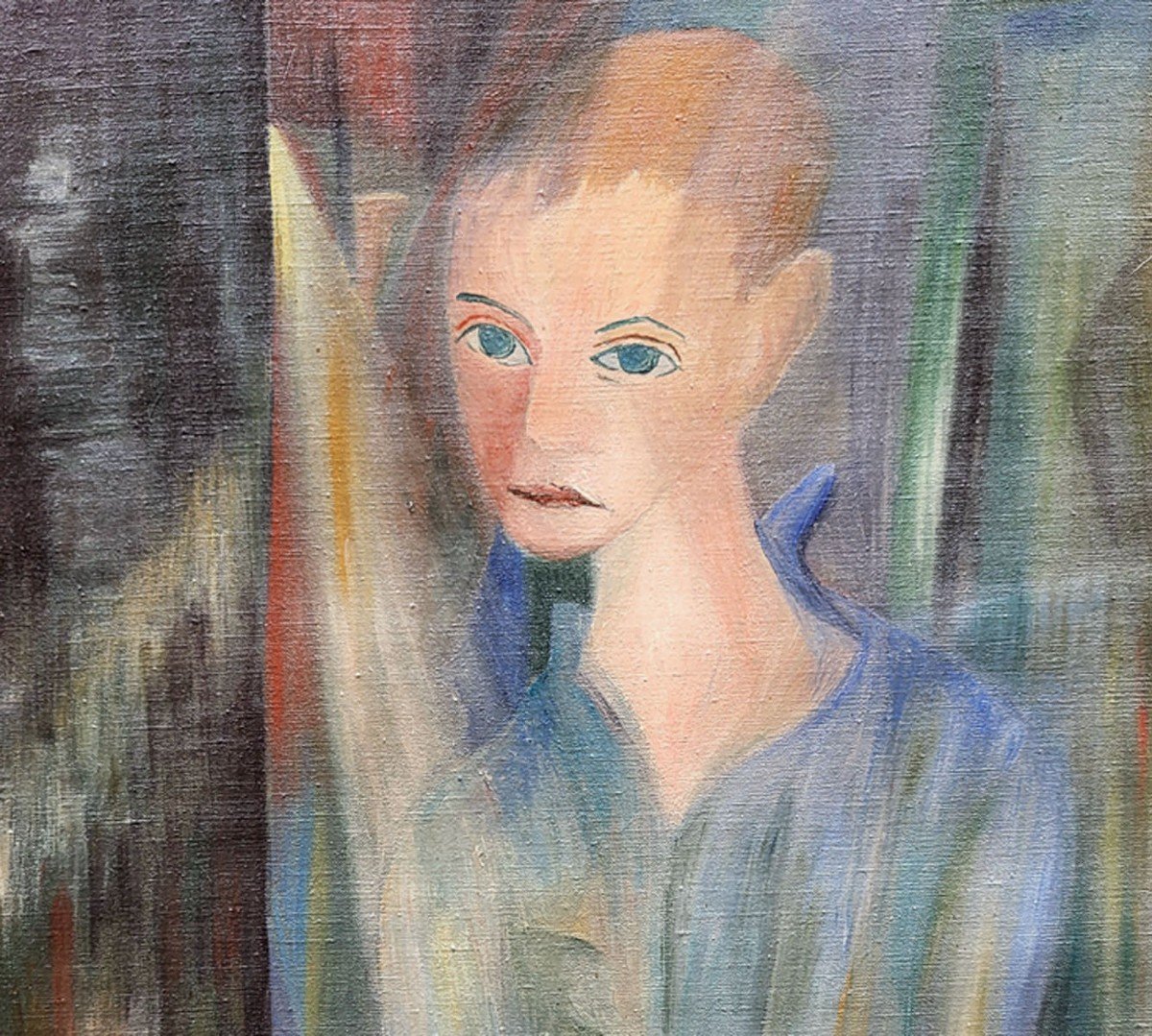 An Oil On Canvas, Portrait With Blue Eyes By André Guignard Mayeur -photo-3