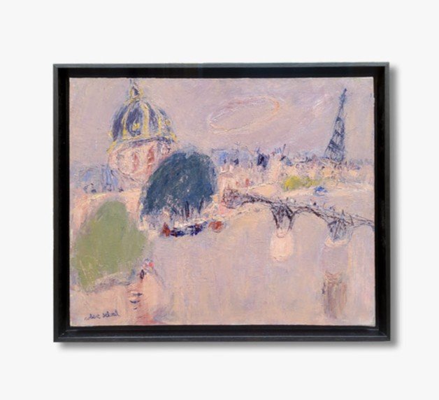 Huile Sur Toile, l'Institut Et Le Pont Des Arts Par Robert Delval