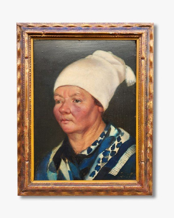 Oil On Panel, Portrait Of A Peasant Woman, 19th Century 