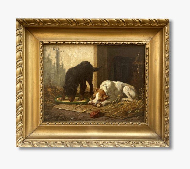 Huile Sur Panneau, Chiens Par Vincent De Vos